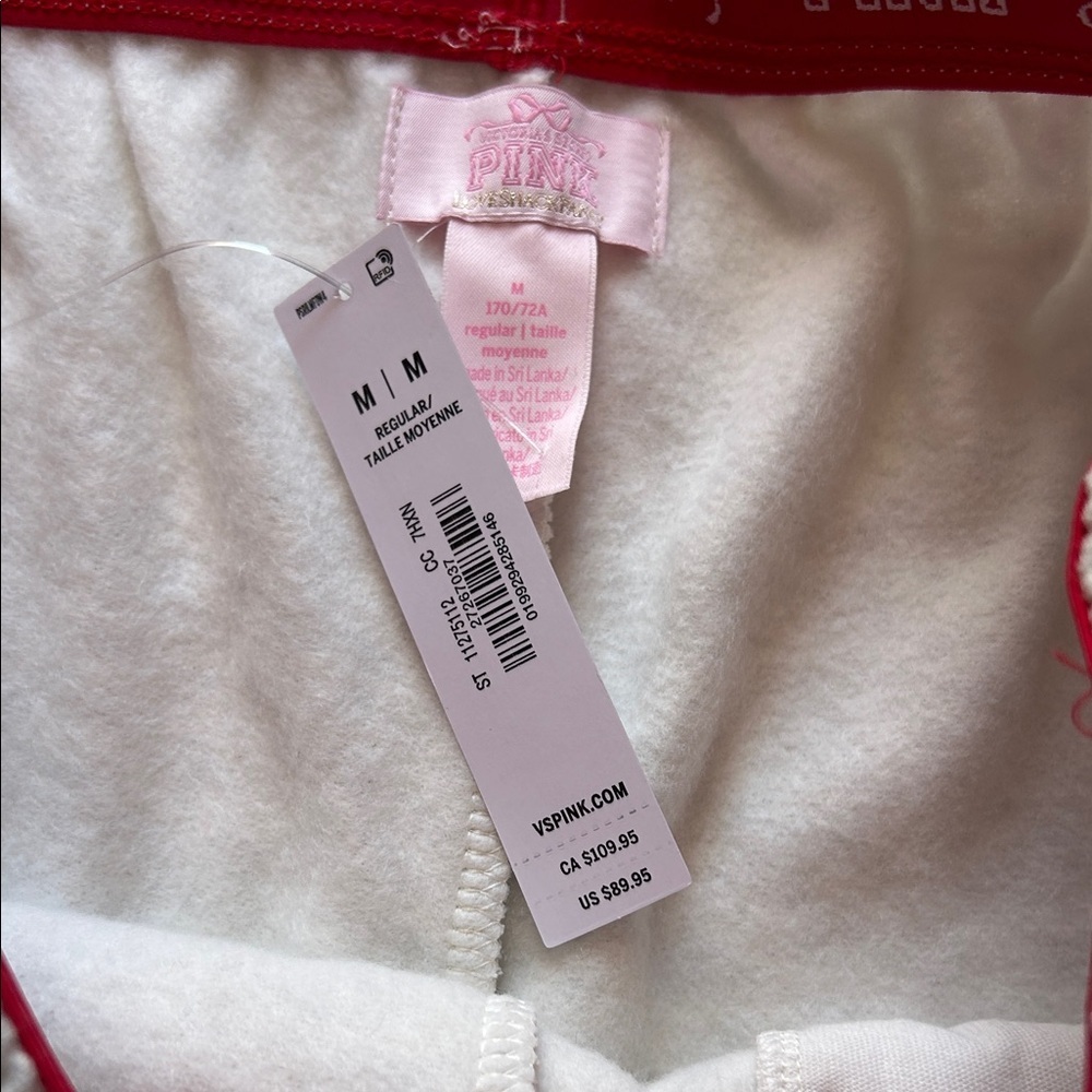 PINK LoveShackFancy Cream Drawstring Joggers with Pink Lettering - Picture 8 of 9
